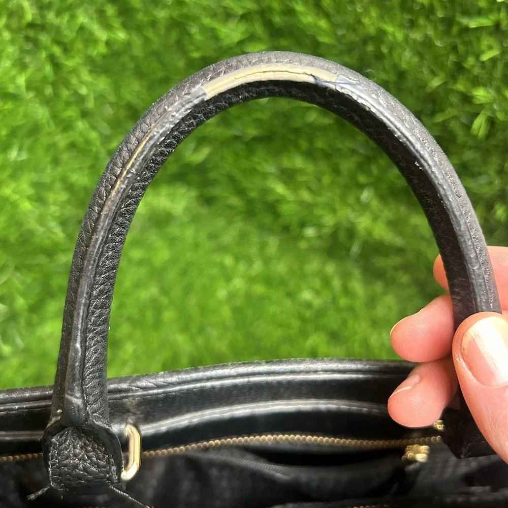 Kate Spade New York Black Pebbled‎ Leather Satchel Handbag Gold Hardware
